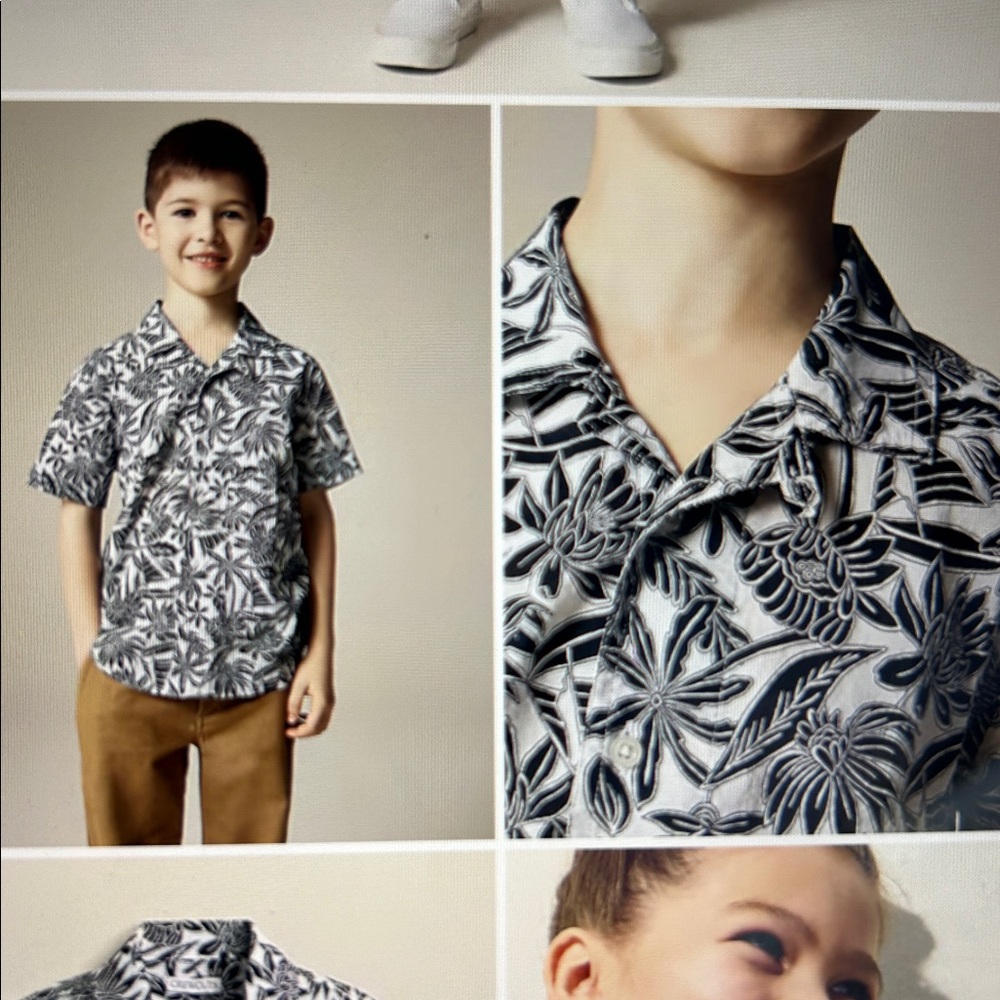 J. Crew Crewcuts Short Sleeve Shirt in Ivory Navy Floral Mix, 8 - Picture 3 of 12